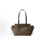 PRADA Route multi-functional pocket design embossed engraved logo handbag, large size for both men and women, couple style, military green